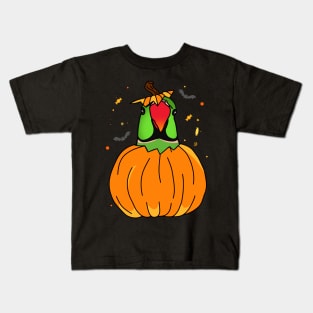 Halloween Green Indian Ringneck Pumpkin Kids T-Shirt